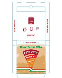 Pizzakarton 26x26x4 Fattoria Logo, 100St.